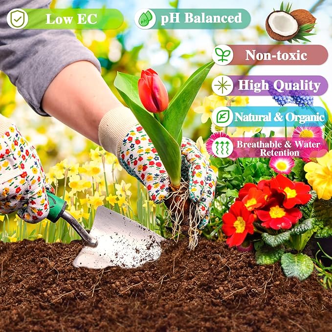 ZeeDix 10 Pack Premium Coco Coir Brick, Organic Compressed Coconut Coir Bricks Seed Starter Potting Soil for Plants, Coconut Fiber Substrate with Low EC & pH Balance for Gardening Flower Herbs