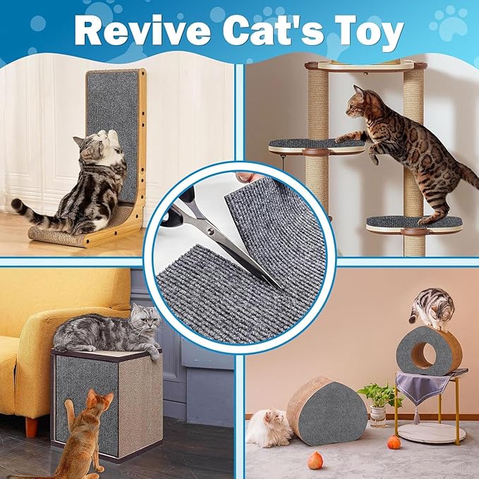 Cat Scratch Couch Furniture Protector, Adhesive Cat Scratch Pad Deterrent for Furniture, DIY Climbing Cat Scratcher Couch Protector from Cat Claws Scratching Indoor (Dark Grey 15.7"X39.4")