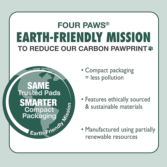 Four Paws Wee-Wee Superior Performance Bamboo Pee Pads for Dogs, Earth Friendly Dog & Puppy Potty Training Pads, Crate Liners, Housebreaking Supplies, 22" x 23" (50 Count)