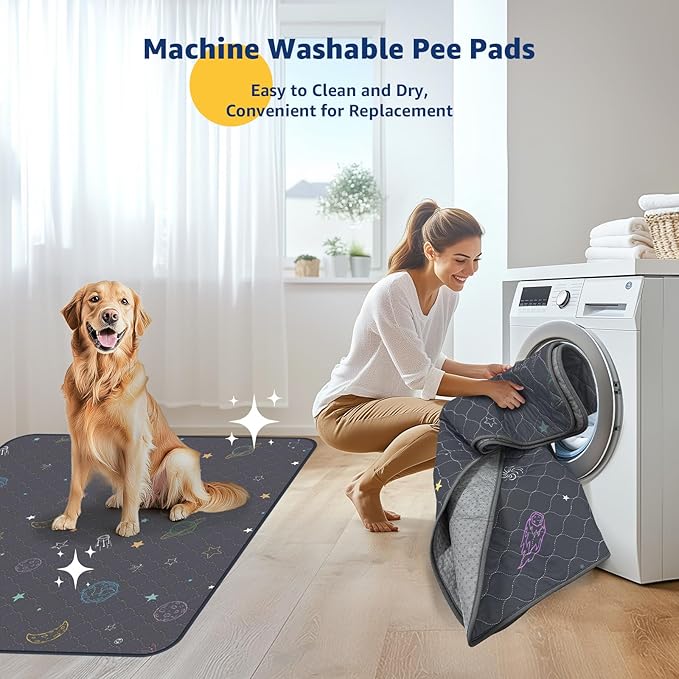 LOOBANI Pee Pads for Dogs Washable: Reusable Puppy Whelping Pads Waterproof 31" x 36", 2 Pack Absorbent and Non-Slip Dog Training Pee Pads for Crate, Playpen, Floor, Grey