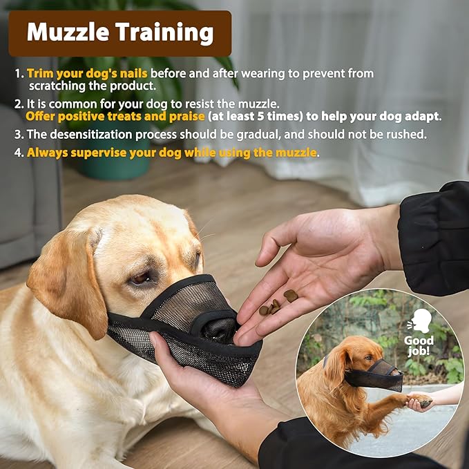 Crazy Felix Nylon Dog Muzzle for Small Medium Large Dogs Poodle Labrador Golden Retriever Doberman, Air Mesh Breathable and Drinkable Pet Mouth Guard for Anti-Biting Chewing Scavenging(XL, Blue)
