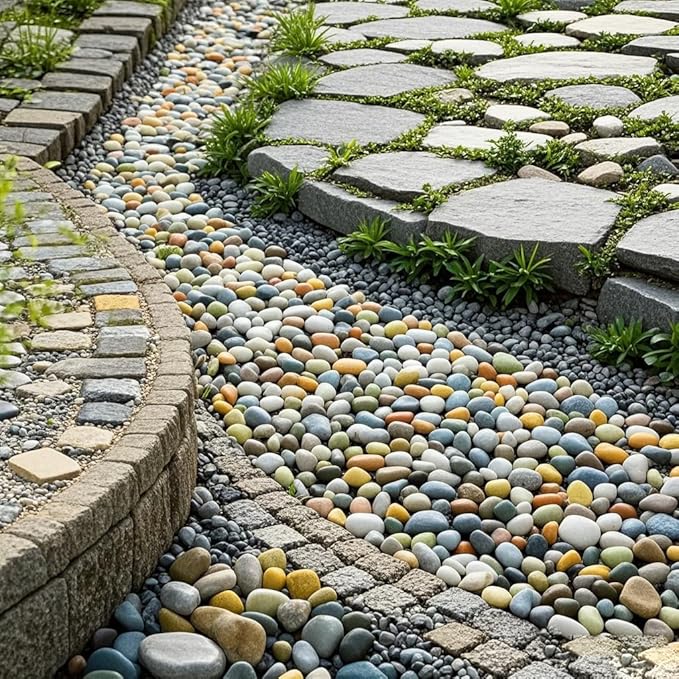 River Rocks 10 Lbs,0.4-1.2 Inch Pebbles for Indoor Plants, High Polished Stones for Garden Landscaping, Smooth Gravel Filler for Outdoor Plants, Succulents, Fish Tank and Vases