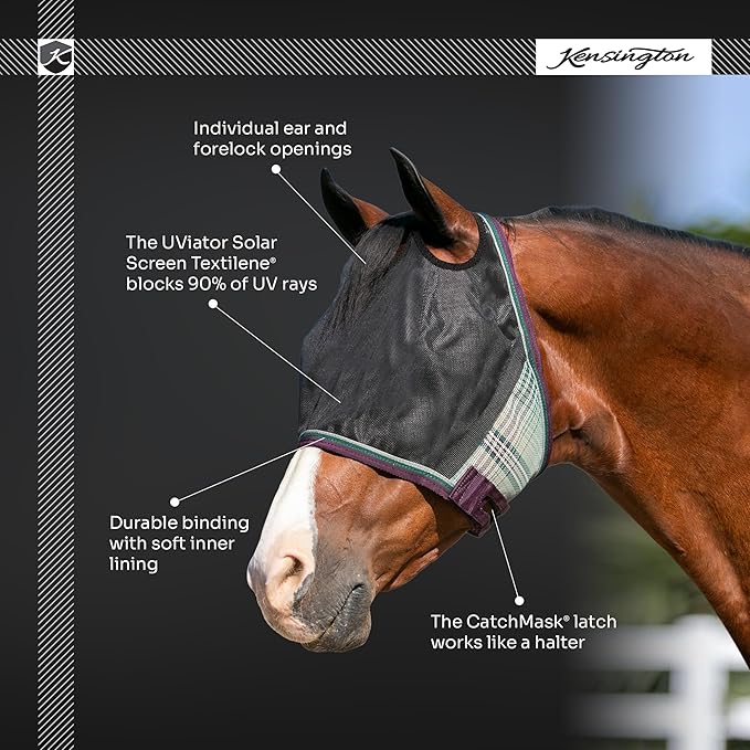 Kensington 90% UV Fly Mask CatchMask UViator - Without Ears & Forelock Freedom Web Trim Size: X.Large Color: 121 Deluxe Black