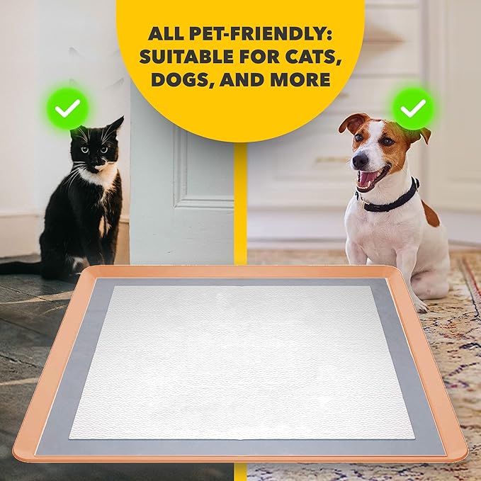 TidyFriend 2 Pack Dog Pee Pad Holder Tray Fits for 24” x 24” Wee Wee Pee Pads - Stable Grip, Raised Edges, Quick-Wipe Silicone Surface Dog Potty Tray Holder for Indoor Flooring Protection (Beige)