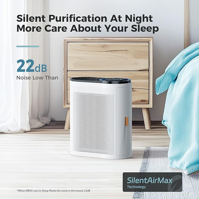 AROEVE Air Purifiers for Home Large Room Up to 1095 Sq.Ft Coverage with Air Quality Sensors Impressive Filter Layer with Auto Function for Home, Bedroom, MK04- White(Available for California)