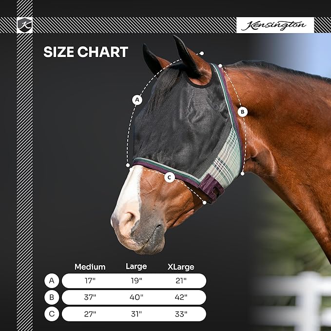 Kensington 90% UV Fly Mask CatchMask UViator - Without Ears & Forelock Freedom Web Trim Size: Medium Color: 181 - Kentucky Blue