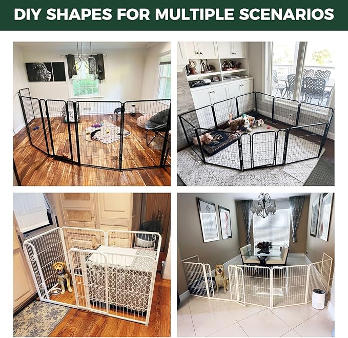 FXW Homeplus Unleashed Indoor Dog Playpen - Stress-Free and Safe Play, Heavy Duty 32 Inch 8 Wire Panels Dog Pen for Small and Medium Dogs, White│Patented