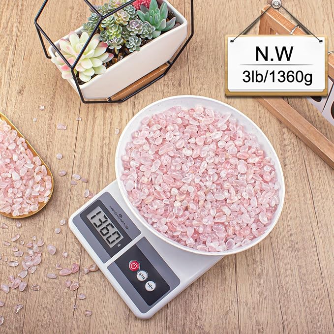 3 Lb Rosy Pink Stones Aquarium Gravel Rocks, Tumbled Chips Crushed Crystal Quartz Healing Stones for Garden|Vase Filler|Fish Turtle Tank Decorations