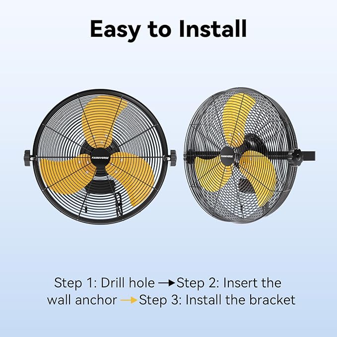 2PCS 14 Inch Wall Fan Pro Series - Waterproof Motor High Velocity Wall Mount Fans for Commercial, Residential, Warehouse, Covered Patio, Shop, Garage, Barn 3 Speed 3000 CFM UL Safety Listed