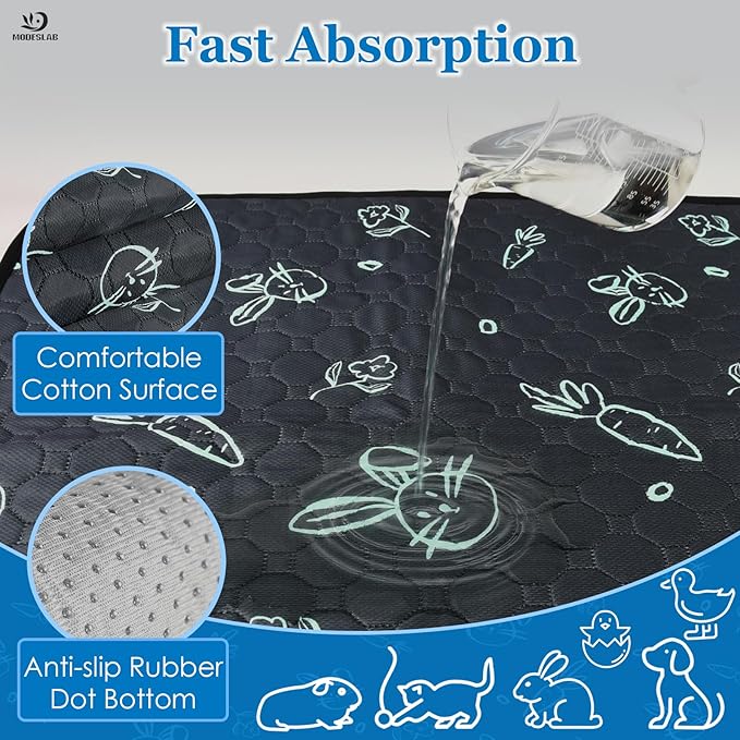 2-Pack Guinea Pig Cage Liner Washable, 36in x 48in Ultra-Absorbent Guinea Pig Bedding for Cage Non-Slip Leak-Proof Pee Pads for Dogs Rabbit Bunny Cat Litter Mat, Navy