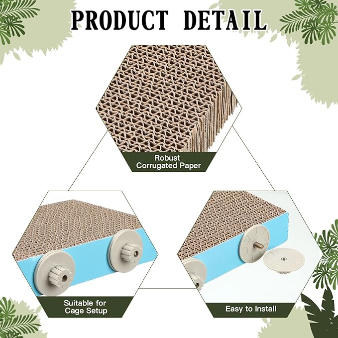 2 Pieces Bird Chew Toy Parrot Cage Perch Cardboard Platform Bird Paw Grinding Stand Parrot Cage Playground for Macaws, Small Parakeets, Conures, Budgies, Finches Conure Cockatiel (Large)