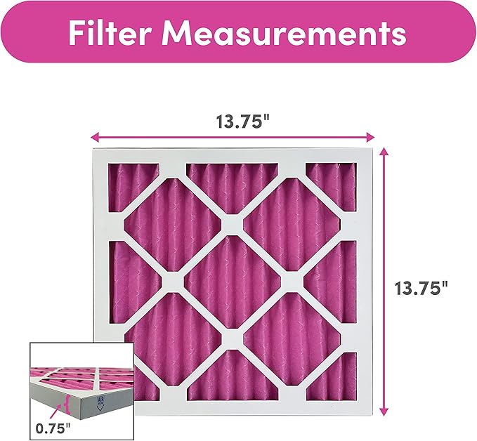 Colorfil 14x14x1 Air Filter (4-Pack) | Made in the USA | Color Changing | Remove Cat and Dog Odor | MERV 8 for Pet Hair Dander and Dust | 13.75"x13.75"x0.75" Exact Size