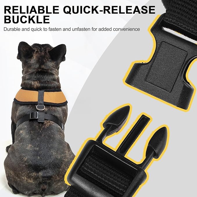 BINGPET No Pull Dog Harness, Soft Mesh Breathable All Weather Vest, Safety Protection Design, Durable Adjustable Step-in Easy Walk Dog Harness for Extra Large Dogs (Beige, XL)