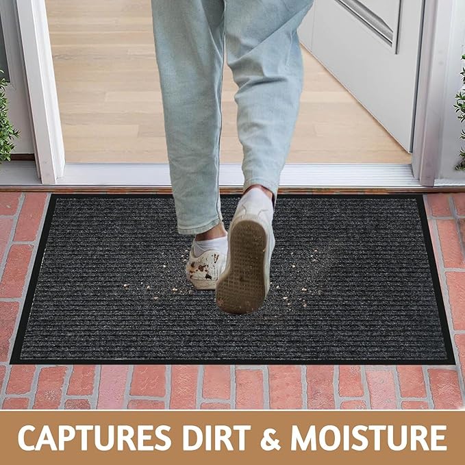 Durable Indoor Outdoor Door Mats for Entryway, Heavy Duty Front Door Mat, 48” x 24” Low Profile Welcome Mats for Entry, Stain and Fade Resistant Indoor Outdoor Entrance Mat