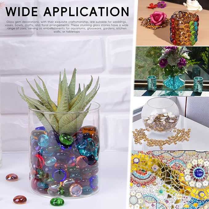5 LB Mix Color Glass Beads, Mini Flat Glass Marbles~750PCS for Vases, Floral Bottom Mancala Gems Pebbles Fish Tank Rocks for Table Scatter Aquarium,Vase Fillers,Home Decorative Art Craft(0.5"~0.7")