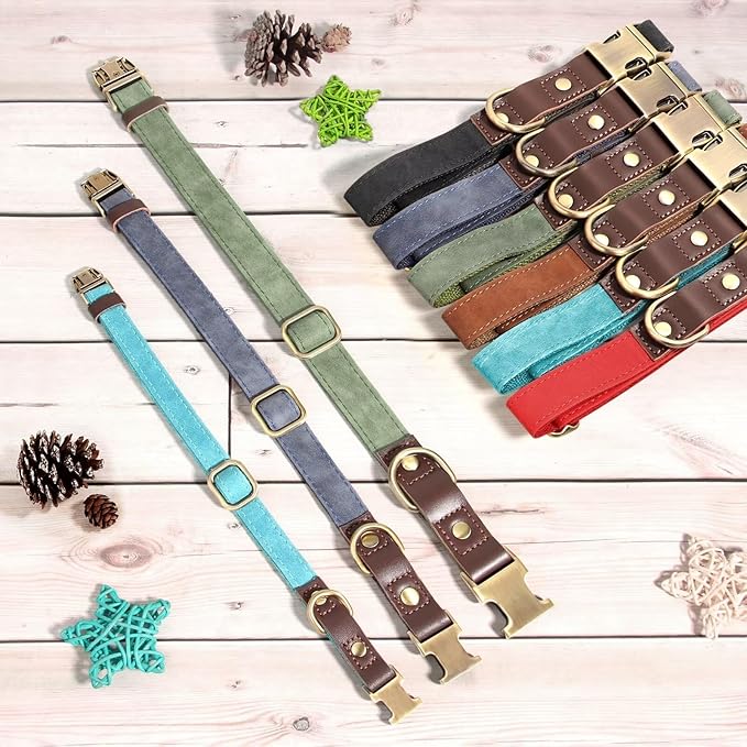 Didog Soft PU Leather Dog Collar for Large Dogs,Classic Adjustable Dog Collars with Quick Release Metal Buckle,Easy Clean and Comfortable with Nylon Lining,Brown,L Neck 15-23"