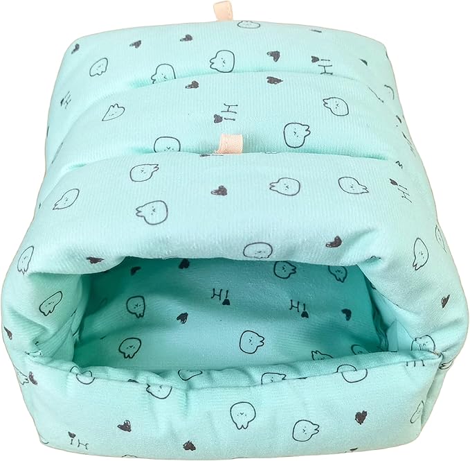 WowowMeow Guinea Pigs Bed,Hamster Bed,Soft Sleep Mat Pad and Warm Cave for Rats,Rabbit,Chinchillas,Hedgehog,Squirrel and Other Small Animals (L, Heart-Green)