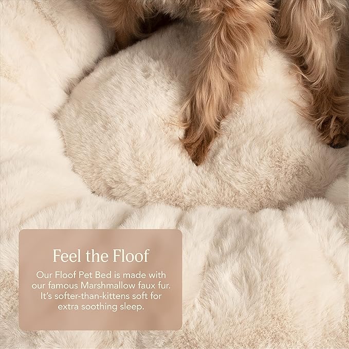 UnHide Floof Pet Bed - XL (40"x14") - Extra Soft Dog Bed - Removable Faux Fur Cover - Machine Washable - Helps Ease Pet Anxiety & Provides The Perfect Sleep, Taupe Ducky