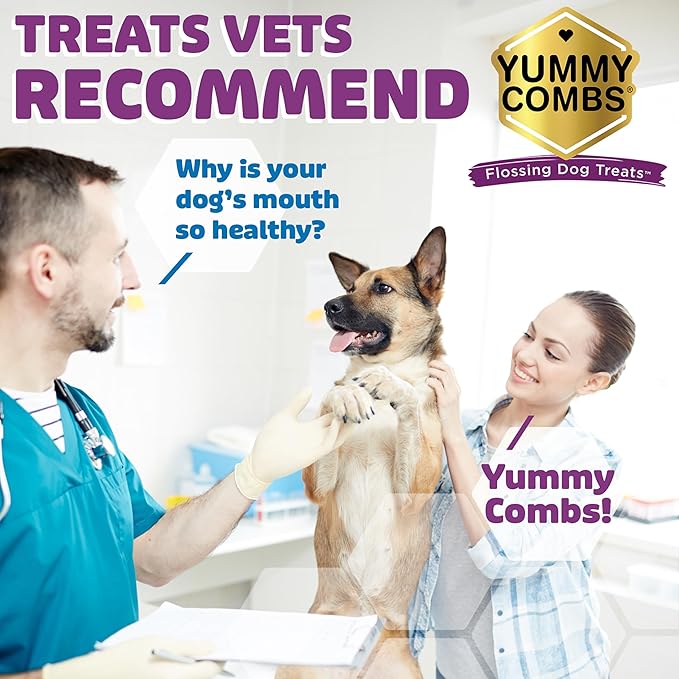 Dog Dental Treats – Vet VOHC Approved – Delicious Chicken Protein – Removes Tartar with Cleaning Comb Shape – Dental Dog Treats for Large Dogs (12oz, 9 Count)