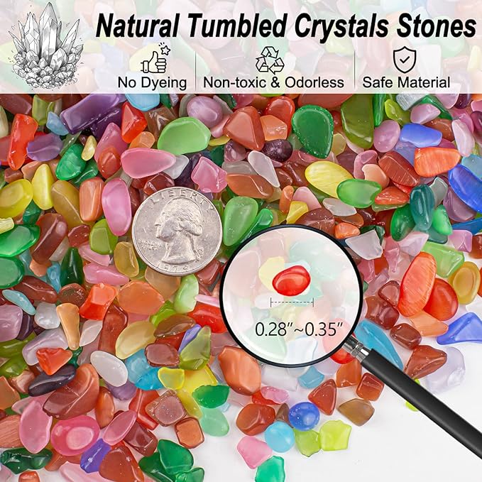 3 Lb Cat Eye Stones Aquarium Gravel Rocks for Fish Tank, Fish Tank Rocks Gravel Betta Fish Colorful Marbles for Vases Filler, Garden and Fish Tank Decoration