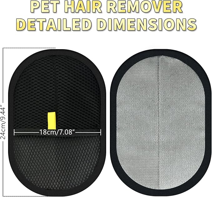 3 Pcs Pet Hair Removal Glove, Electrostatic Pet Hair Removal Gloves, Reusable Cat and Dog Hair Remover, for Couch, Carpet, Furniture, Car, Bedding, Cat Grooming Gloves