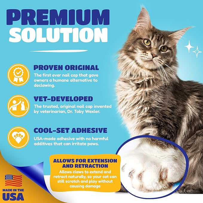 Soft Claws Cat Nail Caps for Small Cats – (40 Caps, Sparkle Variety) - Made in USA - Veterinarian-Developed | Protects Furniture & Skin - Easy to Apply, Long-Lasting Anti-Scratch Soft Cat Claw Covers
