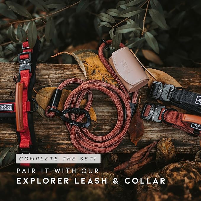 MADE TO ROAM Premium Explorer Harness - Y-Shaped Dog Harness with Adjustable Durable Nylon, Soft Padding, Metal Buckles and Leather Handle for Small, Medium, Large Dogs (Virginia Mountains, Size 2)