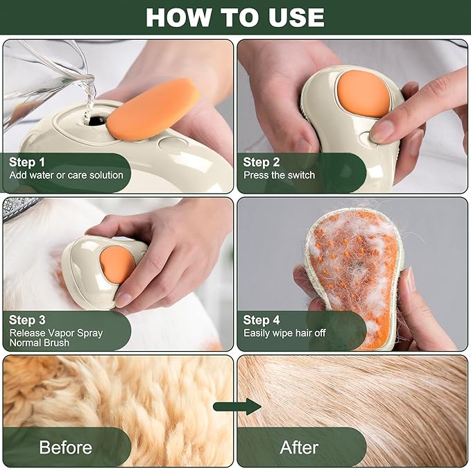 3 In 1 Pet Brush for Shedding, Portable Hair Removal Tool for Cats and Dogs, Deshedding Grooming Brush for Indoor Pets