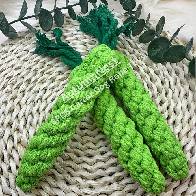 3PCS Green Woven Pet Chew Set, Dog Chew Accessories, Cat Interactive Chews, Safe & Durable Braided Chews for Dogs, Cats & More Pets