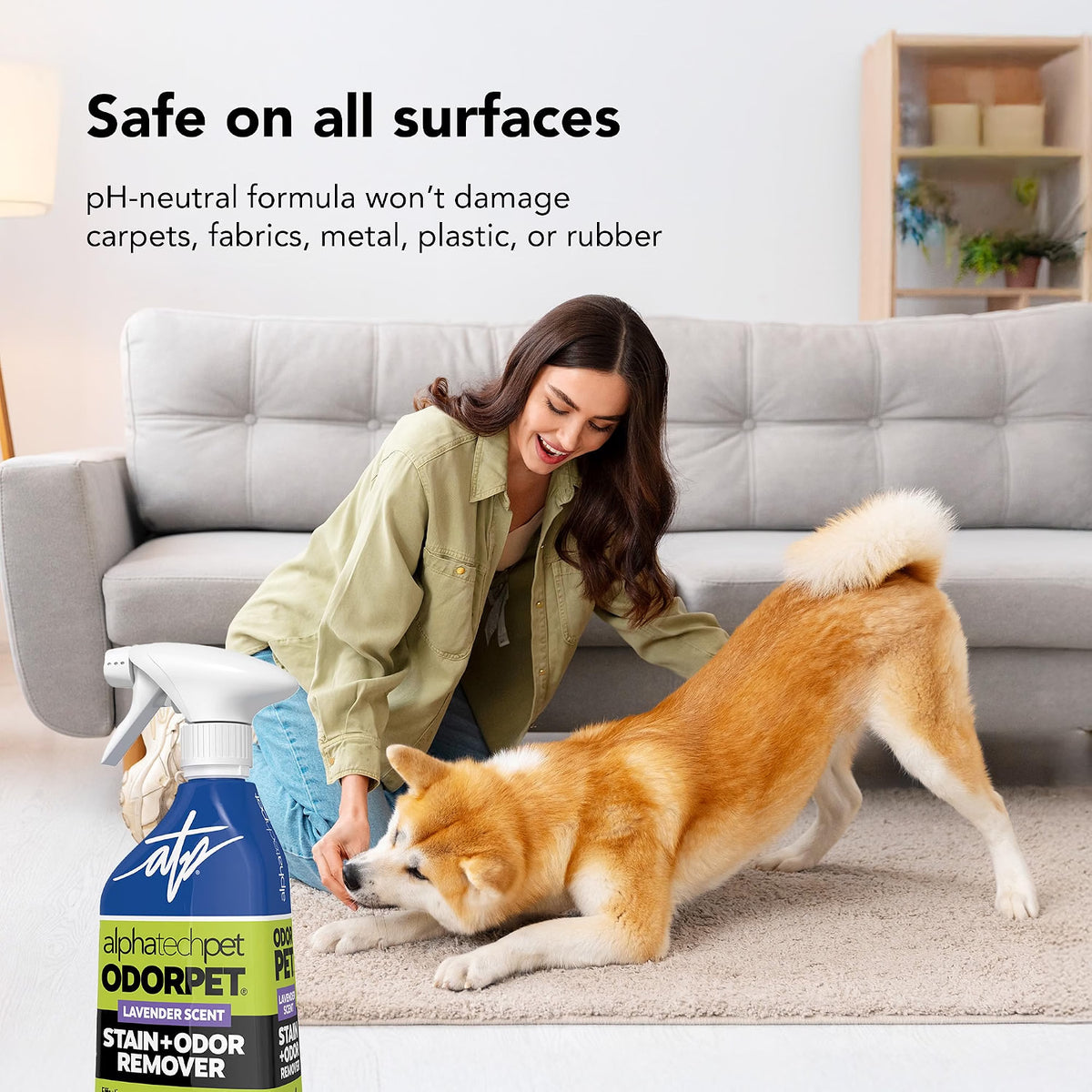 OdorPet Pet Stain Remover and Odor Eliminator - 16 Oz Ready To Use Spray, Non Staining, Professional Strength, Lavender Scent by Alpha Tech Pet