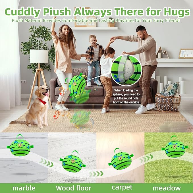 Interactive Dog Toys,Remote Control Dog Balls with Jumping, Rolling & Moving Functions - Includes a Vibrating Dog Ball and Durable Chew Fabric for Safe Play (5.51")