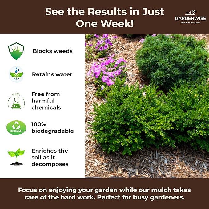 Premium Organic Wood Mulch for Gardens, Landscaping, Potted Plants, and Vegetable Gardens (0.2 CF - 4.8 L - 5 QTS)