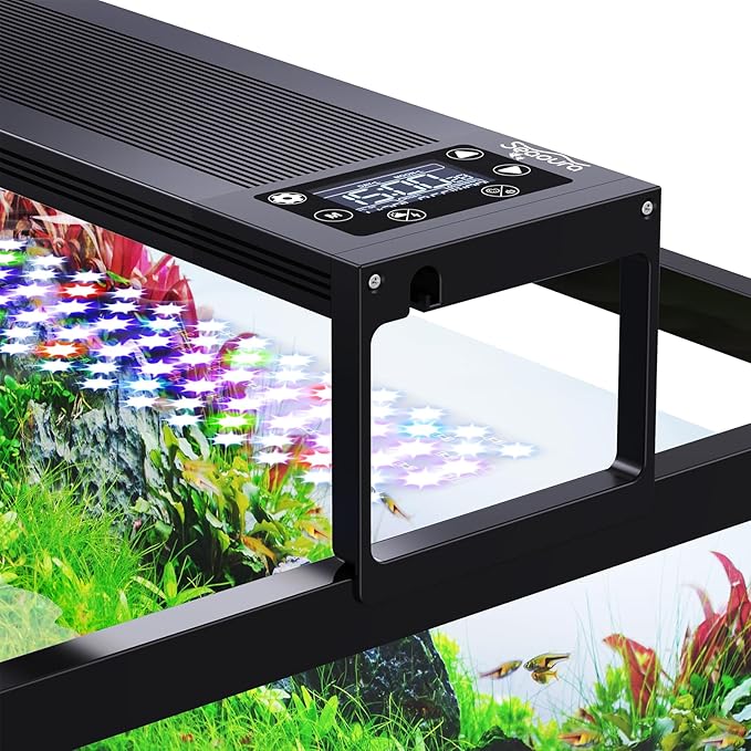 24/7 LED Aquarium Light for 12-18 Inch Fish Tank, Fish Tank Light for Plants, Auto On Off with Timer, 9 Colors, Adjustable Brightness, Daylight & Moonlight, DIY and Nature Weather Mode, 20W