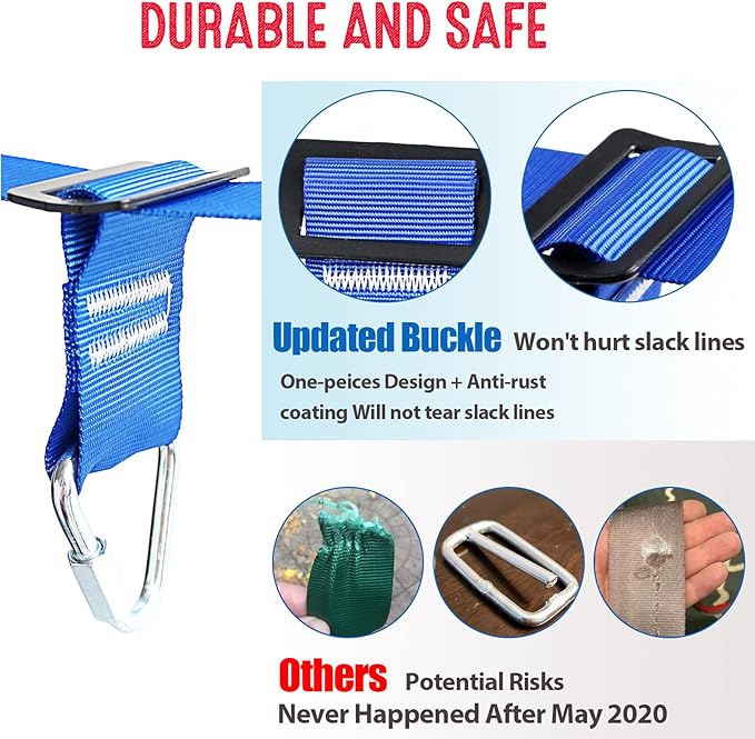 2×56ft Ninja Warrior Obstacle Course for Kids - 600 lbs Weight Capacity, Slackline Obstacle Course with 8 Ninja Accessories - Monkey Bar, Rope Ladder, Gymnastic Ring, Arm Trainer and Monkey Fist