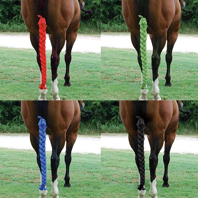 Ponytail Horse Tail Bag, 3 Tube Durable Braid-in Tail Bag (Blue)