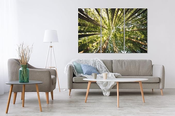 Nature Wall Art Prints - Ocean Forest Mountain Lake Canvas Landscapes - Small to Extra Large Living Room Bedroom Kitchen Bathroom Décor (Serenity in the Forest, 55L" x 83W"- 3 Panels)