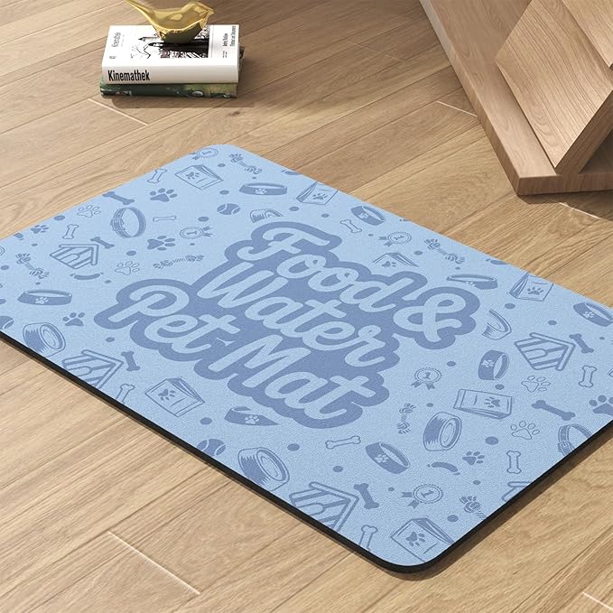 Pet Feeding Mat-Absorbent Dog Mat for Food and Water Bowl-No Stains Quick Dry Water Dispenser Mat-Dog Accessories Pet Supplies-Bowl for Messy Drinkers（Words,23"x34"