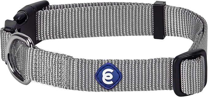 Blueberry Pet Essentials Large Flint Gray Adjustable Dog Collar for Large Dogs | Comfortable Nylon Stylish Collars for Large Dogs| Pet Safety & Quality