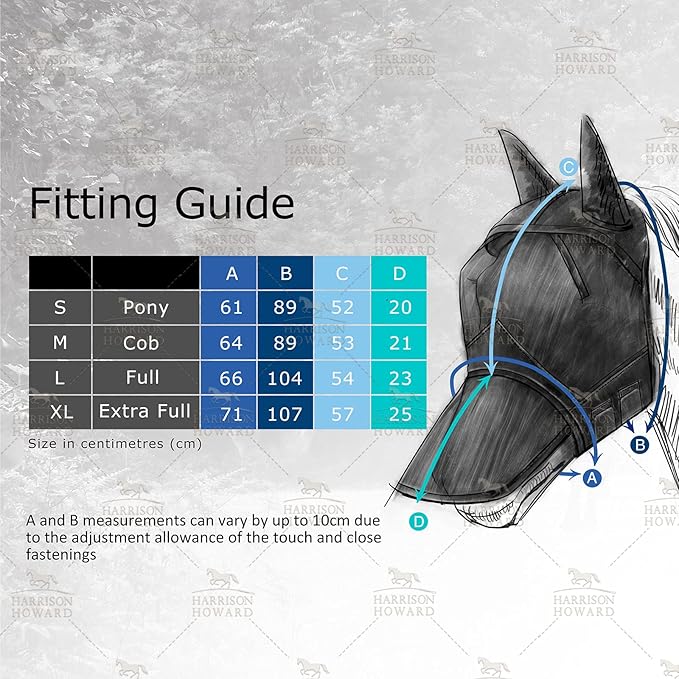 Harrison Howard LumiVista Horse Fly Mask Standard with Ears UV Protection for Horse Tribal Rhombus L Full Size