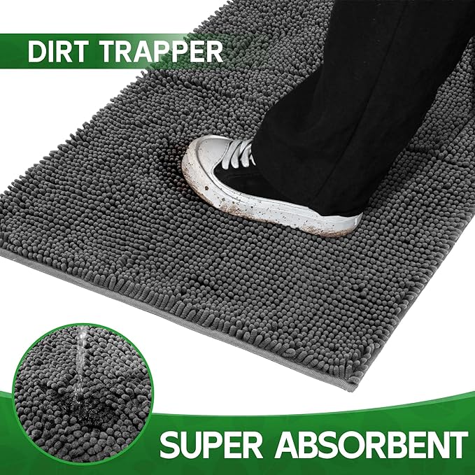 Dog Door Mat Indoor Entrance, 72" x 36" Absorbent Quick-Drying Mud Mat for Dogs, Non-Slip Door Rugs for Entryway Indoor Washable, Soft Chenille Dog Mat for Muddy Paws
