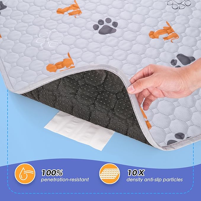 Washable Pee Pads for Dogs, 2 Pack Absorbent Reusable Training Dog Pads Pet Puppy Pads, Non-Slip Potty Pads for Whelping, Playpen, Crate, Bed, Orange, 32"x52"