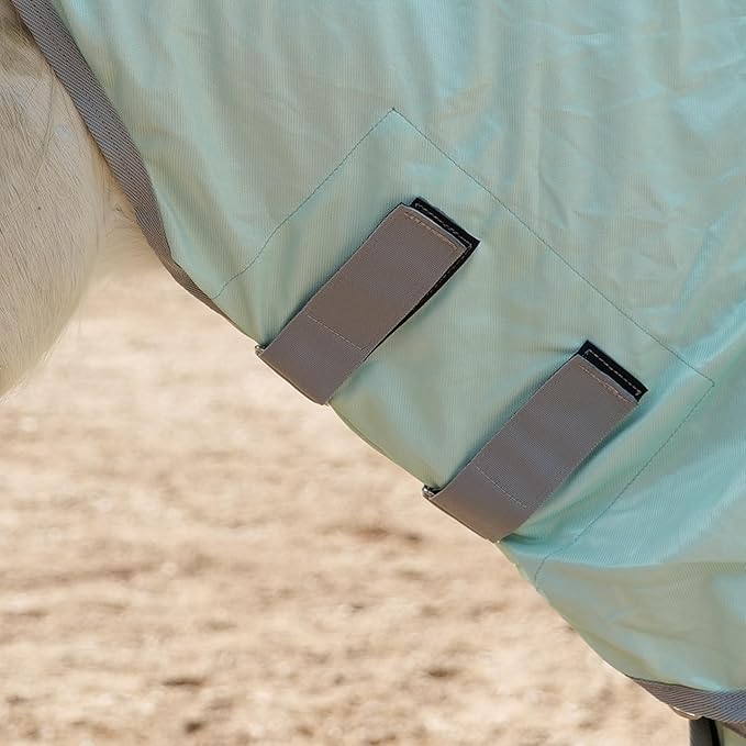 Horse Fly Sheet with Detachable Neck Cover & Belly Wrap, Adjustable Fly Sheet for Horses, Ventilated Airflow Mesh Equine Cooling Summer Flysheet Green 84