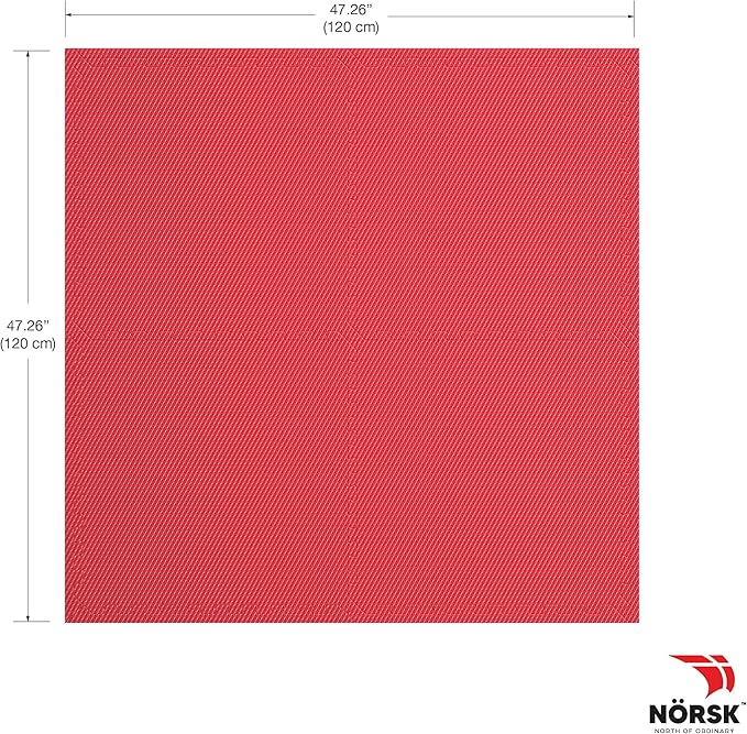 Norsk Reversible Gym Exercise Mats 3/4" Thick EVA Interlocking Foam Tiles, Perfect Gym Flooring for Home Gym, 12 24"x24" Tiles & 24 Trim Pieces, 48 Sq. Ft. Reversible, Red/Black