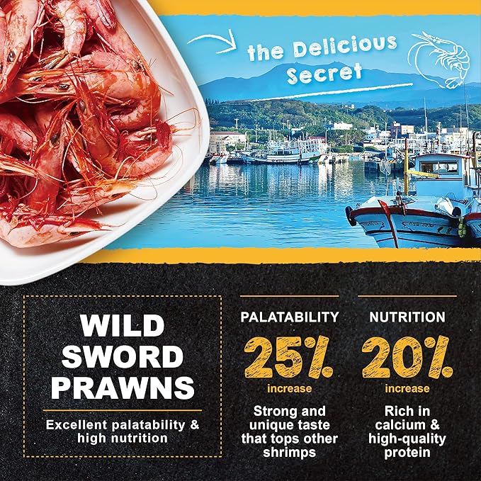 Ultra Fresh Marine Fish Food, 75% Sword Prawns + Squids, Natural Protein, Color Enhancement, for Small Saltwater Fish, Marine Shrimp Patties S 1.86oz