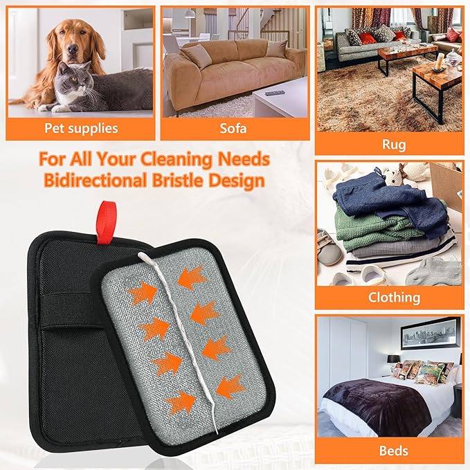 Pet Hair Removal Glove，Static Electricity Grooming Mitt Tool for Dogs & Cats - Remove Fur from Pets, Furniture, Car Seats