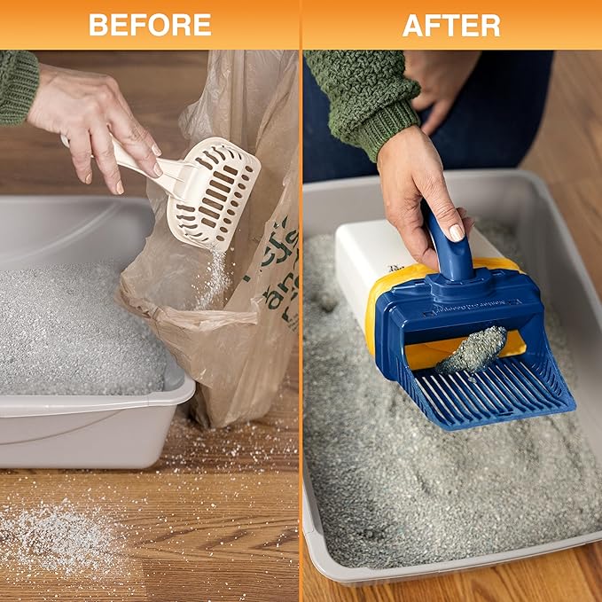 Neater Pet Brands Neater Scooper XL Cat Litter Scoop, 60 Refill Bags – Extra-Large Capacity Mess-Free Cat Litter Scooper with Bag for Large & Multiple Cats, Spill-Proof Litter Box Scooper with Holder