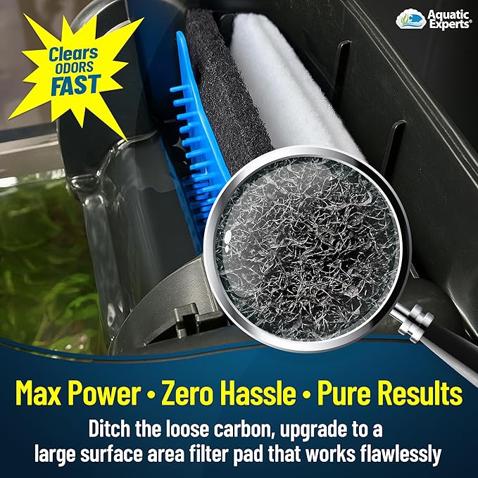 Aquarium Carbon Pad - Cut to Fit Carbon Infused Filter Pad Media for Crystal Clear Fish Tank and Ponds (10.5 Inch Width, 36 Inch Long)