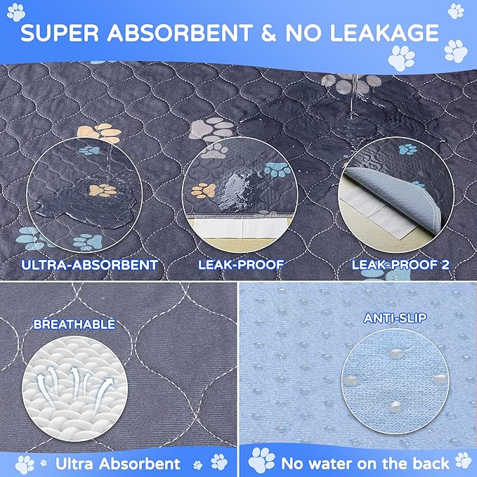 Aitmexcn Washable Puppy Dog Pee Pad, 2PCS 100% Waterproof Whelping Training Mat for Puppy/Senior Dog, Fast Drying Reusable Puppy Pads for Indoor, Outdoor and Car Travel- 36'' x 41''