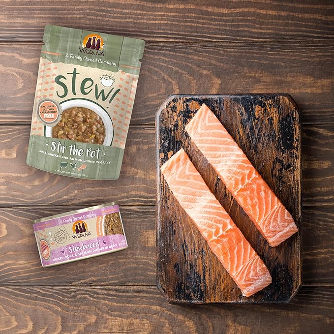 Weruva Classic Cat Stews!, Stewy Lewis with Lamb, Chicken & Salmon in Gravy, 2.8oz Can (Pack of 12)