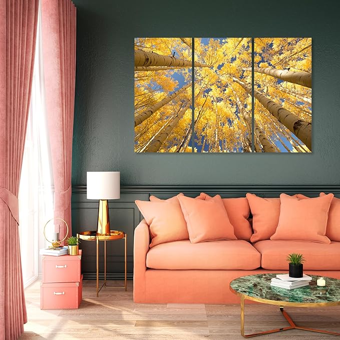 Nature Wall Art Prints - Ocean Forest Mountain Lake Canvas Landscapes - Small to Extra Large Living Room Bedroom Kitchen Bathroom Décor (Reaching for the Sky, 35L" x 53W" - 3 Panels)